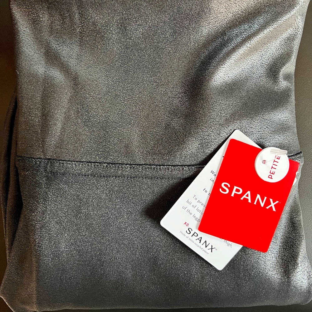 NWT Spanx Faux Leather Leggings - Petite Medium